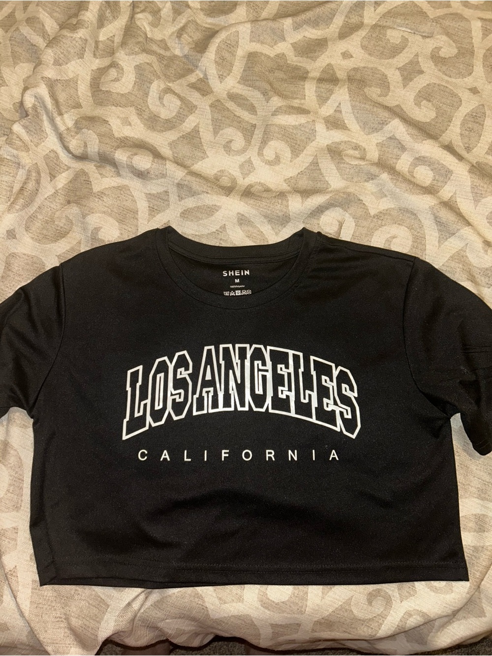 SHEIN Black Los Angeles Graphic Crop Tee